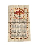 Vintage 1966 Linen Hanging Calendar Tea Towel Kitchen Bird Eagle Red Yellow - $11.30