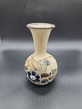 Vtg. Tonala Mexican Folk Art Sandstone Pottery Vase Bird 5.5" Home Table... - $11.64