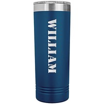 William - 22oz Insulated Skinny Tumbler Personalized Name - Blue - £26.37 GBP