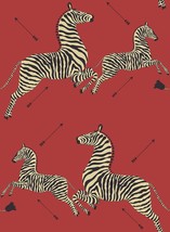 Scalamandre Scs3869 Masai Zebra Safari Self Adhesive Wallpaper, Red. - £59.92 GBP