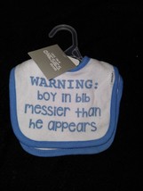 Baby Boy Bibs 2 Pack Messy Boy NWT Blue Gerber Onesie Brand - $11.30