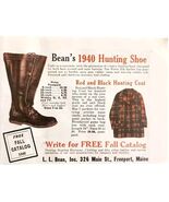L.L. Bean Hunting Boots Plaid Jacket 1940 Advertisement Maine Outdoors D... - €17,04 EUR
