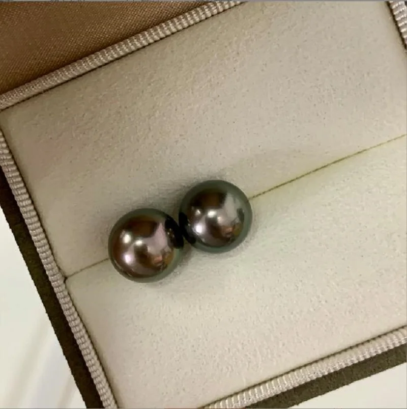 AAA 11-12mm Real Tahitian Loose Pearls Fine Seawater Black Round Beads Fashion - £488.49 GBP