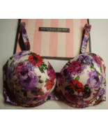 Victoria&#39;s Secret Very Sexy Push Up Shine Rhinestone Strap Logo Bra Flor... - $942.18 MXN