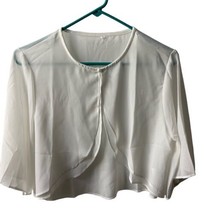 Semi Sheer Shrug Cover Up Top White Size S - £10.43 GBP