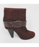 Unlisted Women&#39;s Tucked Brown Studs Faux Suede Booties, Size 6.5, Stacke... - $495.74 MXN