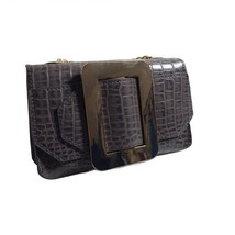 Boutique Womens Gray Snakeskin Print Multipurpose Belt Bag with Crossbody Chain - £28.06 GBP