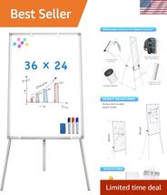 Easel Whiteboard - Magnetic Portable Dry Erase 36 x 24 Tripod Height Adj... - $102.46