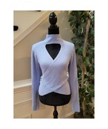 Pink Rose Sweater Women&#39;s Large Purple Cutout Mock Neck Long Sleeve Ribb... - $41.55 CAD