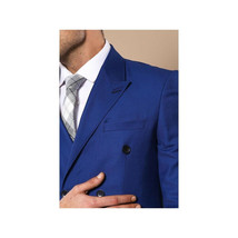 Men Double Breasted Suit WESSI by J.VALINTIN Extra Slim Fit JV5 Royal Blue New image 4