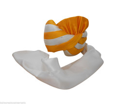 Men Hat Indian Handmade Pagri Top Hats Cream Orange Safa Silk Blend Turb... - $54.99