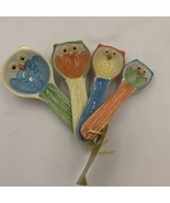 Pier 1 Imports Ceramic Colorful Owl Set Of 4 Measuring Spoons Nesting Wh... - $19.99