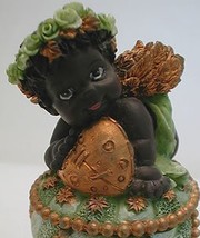 Chubby Black Cherub Topped Tooth Fairy Trinket Box 1980 - £11.87 GBP