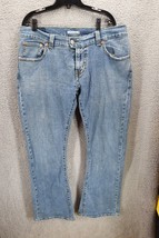 Levis 542 Low Flare Jeans Womens 16 M  Blue Stretch Denim, Flap Pockets ... - £17.20 GBP