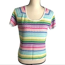 Colette Mordo Rainbow Crew Neck Crochet Sweater Top Size M - £43.52 GBP