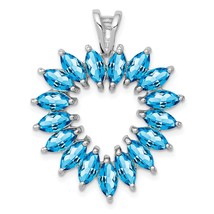 Sterling Silver Rhodium Plated Marquise Swiss Blue Topaz Heart Charm 30mm x 23mm - £84.33 GBP