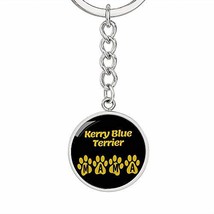 Dog Mom Gift Kerry Blue Terrier Mama Circle Keychain Engraved 18k Gold - £36.35 GBP