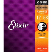 Elixir 16052 Strings Phosphor Bronze Acoustic Guitar Strings w NANOWEB C... - £25.95 GBP