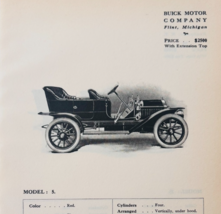 1908 Buick Motor Company Model 5 Print Catalog Advertisement Automobilia... - $568.44 MXN