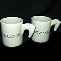 Pair of Meadowlands Racetrack NJ Big M 3D Figural Horse Head Handle Coffee Mugs - £35.43 GBP