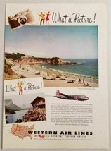 1946 Print Ad Western Air Lines Southern California Beach America&#39;s Pioneer Line - £9.55 GBP