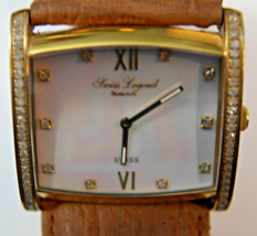SWISS LEGEND DIAMONDS Swiss Quartz Rectangular Gold Women&#39;s Wristwatch -... - £118.16 GBP