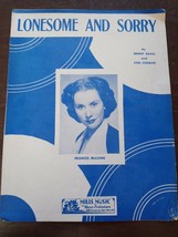 Lonesome and Sorry - Frances McCann - 1926 sheet music - Piano Ukulele Vocal - £70.26 GBP