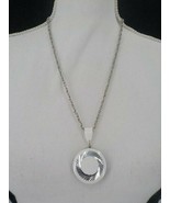 SILVER COLORED CHAIN NECKLACE WHITE &amp; SILVER LOCKET WOMENS FASHION JEWEL... - £21.95 GBP