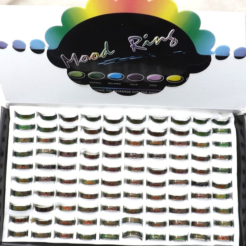 Fashion Mood Rings Free Shipping, 100pcs Mix Size MOOD Ring Changes Color From T - $51.51