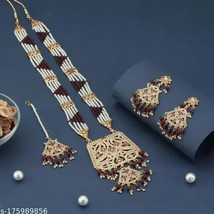 Indian Joharibazar Gold Plated Kundan Necklace Rani Haar Earrings Jewelry Set i - £23.89 GBP