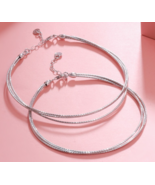 14k White Gold Finish 925 Sterling Silver Layered Chain Anklet Jewelry F... - $237.43 CAD