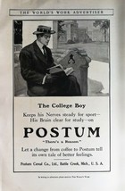 Vintage 1909 Postum Coffee Substitute Postum Cereal Full Page Original A... - £5.22 GBP