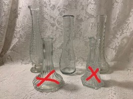 5 Vintage Flower Bud Vases Clear Glass Multiple Ones Available Sold Individually - £2.00 GBP