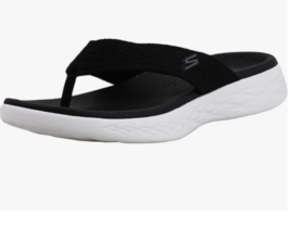 Skechers Women&#39;s On The Go 600 Black /White sole Size 10 Flip flopThong Sandal - £27.52 GBP