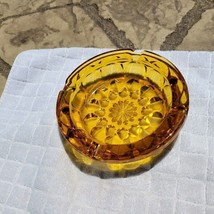 Vintage Amber/Honey Glass Anchor Hocking Fairfield Starburst Pattern Ash... - £14.01 GBP