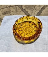 Vintage Amber/Honey Glass Anchor Hocking Fairfield Starburst Pattern Ash... - $17.81