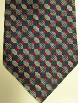 NEW Brooks Brothers Basics Silver Blue and Red Geometric Silk Tie USA - £23.81 GBP