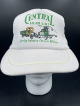 Vtg Central Freight Lines Trucking Foam Mesh Snapback Trucker Hat Cap USA White - £15.45 GBP