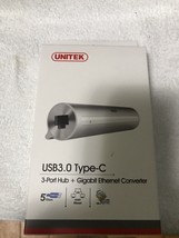 Unitek Y-3095 USB3.0 Type-C 3-Port Hub with Gigabit Ethernet Converter - $29.70