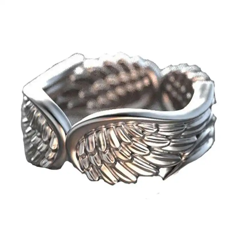 New Vintage Fashion Punk  Fairy Feather Wings Ring Ladies Hands Hug Blue Gem Rin - £11.28 GBP