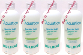 4 Bottles Aquation Relieve Wild Eucalyptus Shea Bu &amp; Aloe Ve Bubble Bath 34 Oz Ea - £39.56 GBP