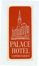 Palace Hotel Rectangular Luggage Label Copenhagen Denmark - $10.89