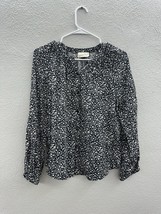 Univeral Thread Womens Blouse Size XS Black Floral Button Up Long Sleeve - $13.98