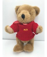 MIA Plush Bear VTG Fully Jointed Head Arms Legs Sweater Bow Tie - £26.34 GBP