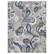 2' X 4' Blue Gray Jacobean Floral Indoor Outdoor Area Rug - $1,323.16 MXN
