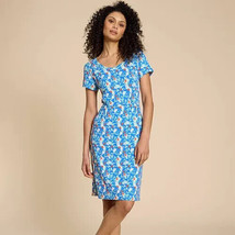 WHITE STUFF Eco Vero Blue Short Sleeve Jersey Dress UK 16 (fm122-15) - £49.01 GBP