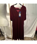 Briggs Burgundy Velvet Midi Dress - Size L - NWT - $18.47
