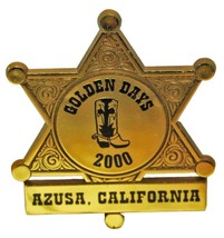 Azusa California Golden Days Gold Sheriff Plastic Badge - Toy Collectibl... - £4.69 GBP