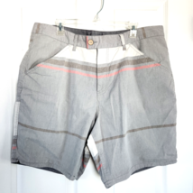 Old Navy Stripe Chino Shorts Size 40 Mens Blue Gray Reversible Pockets FlatFront - £6.86 GBP