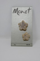 Monet Gold Tone Crystal Rhinestone Star Brooch Pins - £25.56 GBP